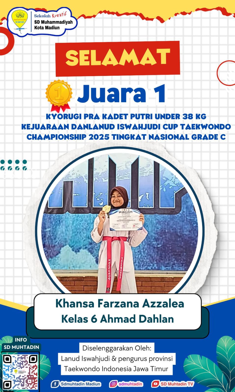 Juara 1 Kyorugi Pra Kadet Putri Under 38 KG
